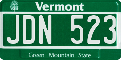 VT license plate JDN523