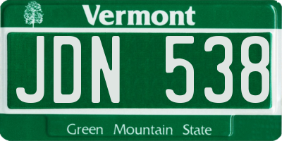 VT license plate JDN538