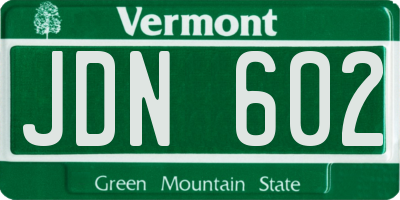 VT license plate JDN602