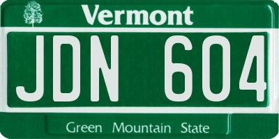 VT license plate JDN604