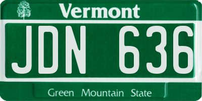 VT license plate JDN636