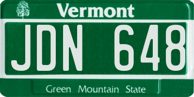 VT license plate JDN648