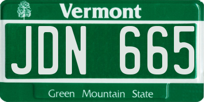 VT license plate JDN665