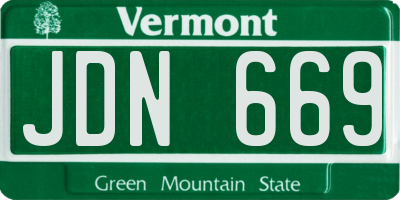 VT license plate JDN669