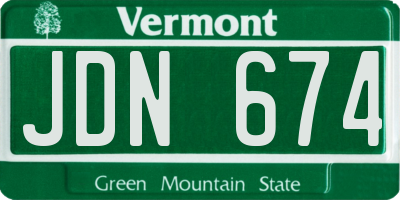 VT license plate JDN674