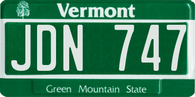 VT license plate JDN747