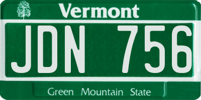 VT license plate JDN756