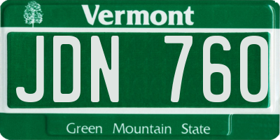 VT license plate JDN760