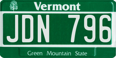 VT license plate JDN796