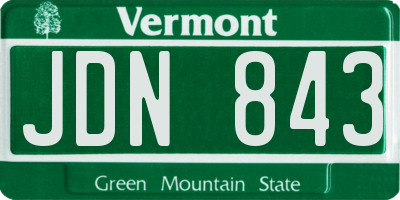 VT license plate JDN843