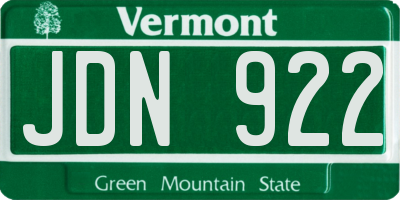 VT license plate JDN922