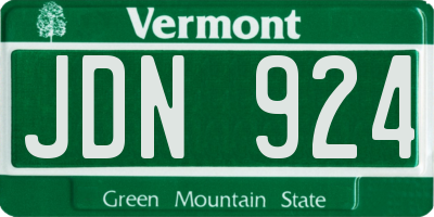 VT license plate JDN924