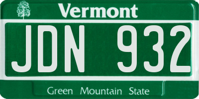 VT license plate JDN932