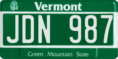 VT license plate JDN987
