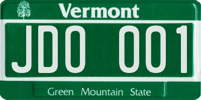 VT license plate JDO001