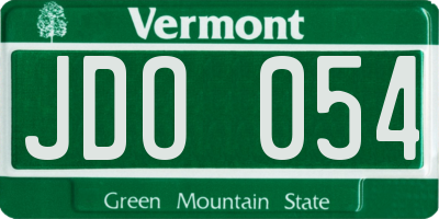 VT license plate JDO054