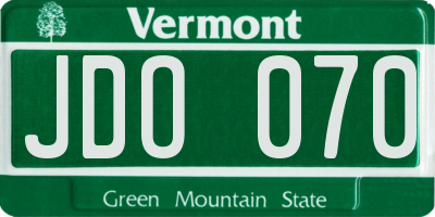 VT license plate JDO070