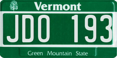 VT license plate JDO193