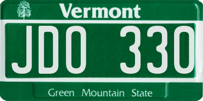 VT license plate JDO330