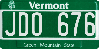 VT license plate JDO676