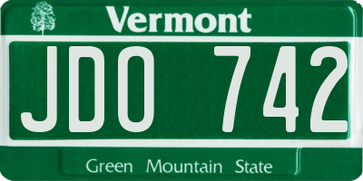 VT license plate JDO742