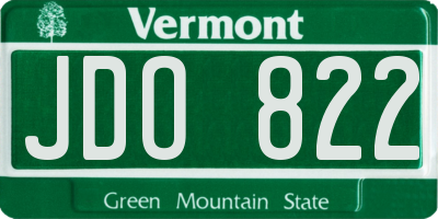 VT license plate JDO822