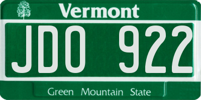 VT license plate JDO922