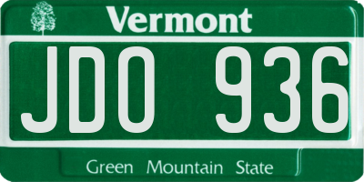 VT license plate JDO936