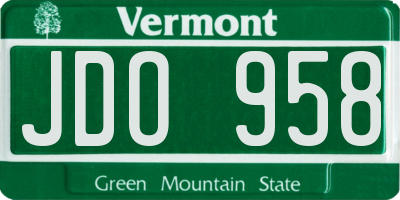 VT license plate JDO958