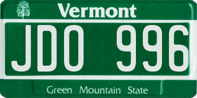 VT license plate JDO996