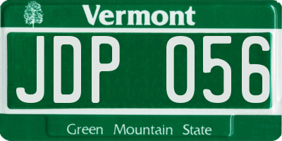 VT license plate JDP056