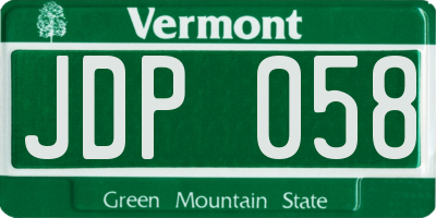 VT license plate JDP058