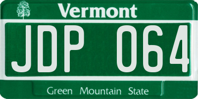 VT license plate JDP064