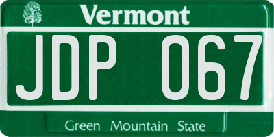 VT license plate JDP067