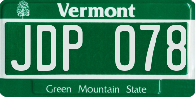 VT license plate JDP078