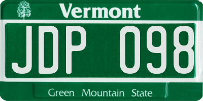 VT license plate JDP098