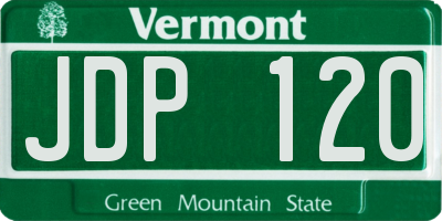 VT license plate JDP120