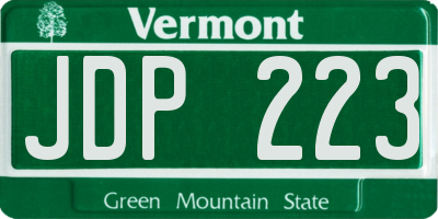 VT license plate JDP223