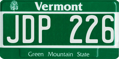VT license plate JDP226
