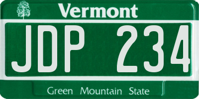 VT license plate JDP234