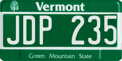 VT license plate JDP235