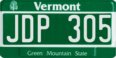 VT license plate JDP305
