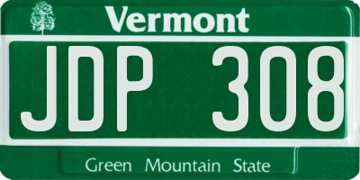 VT license plate JDP308