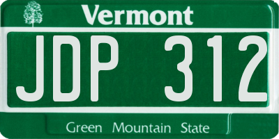 VT license plate JDP312