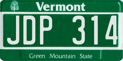 VT license plate JDP314
