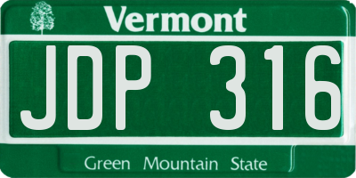 VT license plate JDP316