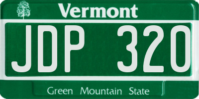 VT license plate JDP320