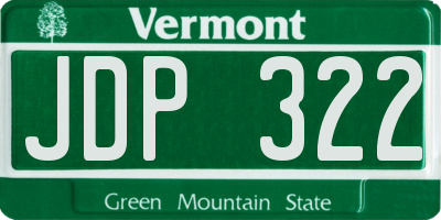 VT license plate JDP322
