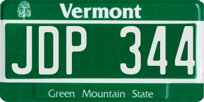 VT license plate JDP344