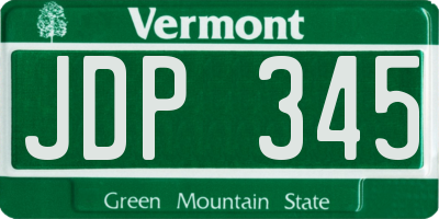 VT license plate JDP345